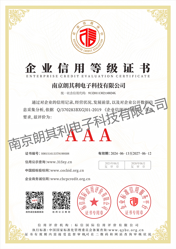 企业信用等级证书